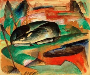 眠っている鹿 作： Franz Marc